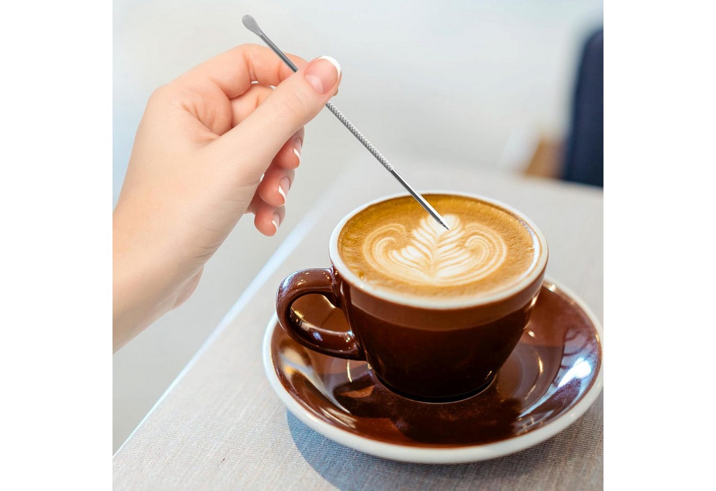 Refined Living Milchkännchen Handheld Edelstahl Aufschäumkännchen mit Latte-Art-Stift und Messskala, 350 l, (350/600 ml Milchkanne, Barista Milchaufschäumer, Ba – Bild 5 von 5