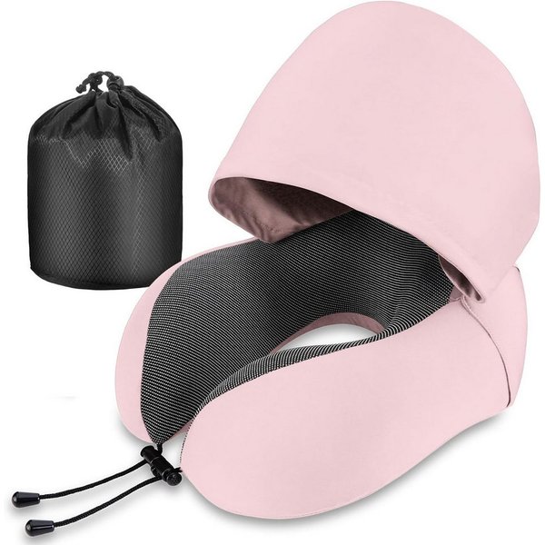 Refined Living Reisekissen Memory Foam,Reisekissen mit Haube,Bequemes Nackenhörnchen mit Haube, für Flugzeug, Auto, Zug, Büro Nackenkissen Reise zum Schlafen, 1