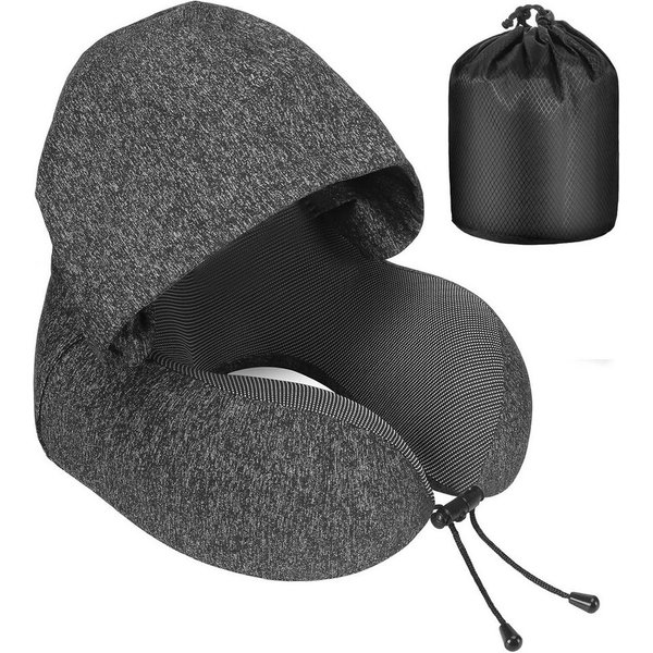 Refined Living Reisekissen Memory Foam,Reisekissen mit Haube,Bequemes Nackenhörnchen mit Haube, für Flugzeug, Auto, Zug, Büro Nackenkissen Reise zum Schlafen, 1