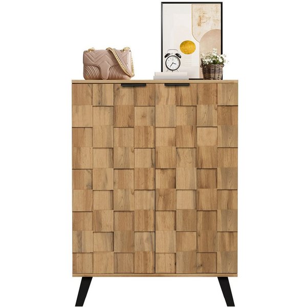 Refined Living Schuhschrank Moderner Sideboard mit 5 Fächern, Aufbewahrungsschrank (Maße 80,5 x 35 x 109,5 cm, mit Verstellbare Einlegeböden, Einzigartiges Desi