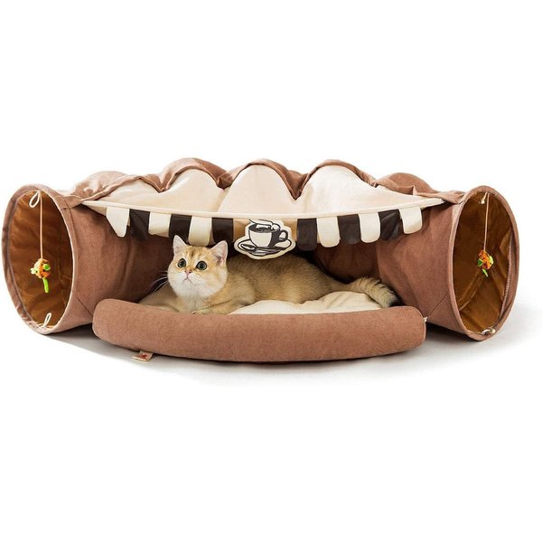 Refined Living Tierbett Katzentunnel Mit Schlafplatz, Rascheltunnel Für Katzen, Faltbar,Tierbett und Katzentunnel in einem,Super weich,mit Spiel,Luxus Katzentun