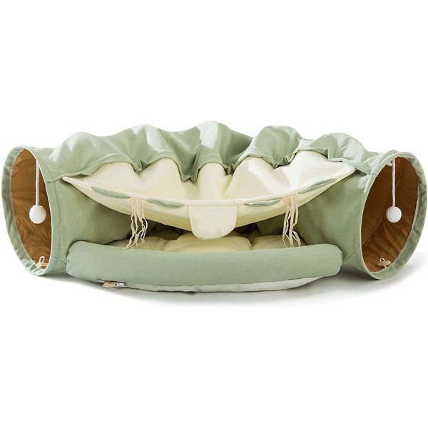 Refined Living Tierbett Katzentunnel Mit Schlafplatz, Rascheltunnel Für Katzen, Faltbar,Tierbett und Katzentunnel in einem,Super weich,mit Spiel,Luxus Katzentun