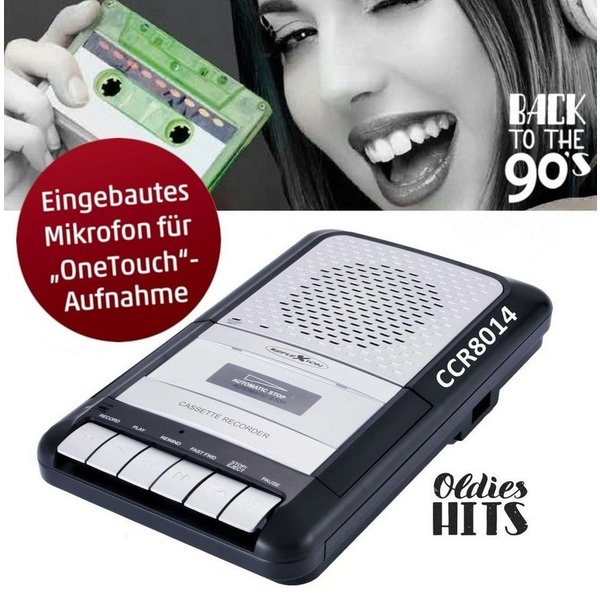 Reflexion CCR8014 Retro Kassettenrecorder Diktiergerät Kassetten Player (Audio Walkman, Cassette, eingebates Mikrofon)