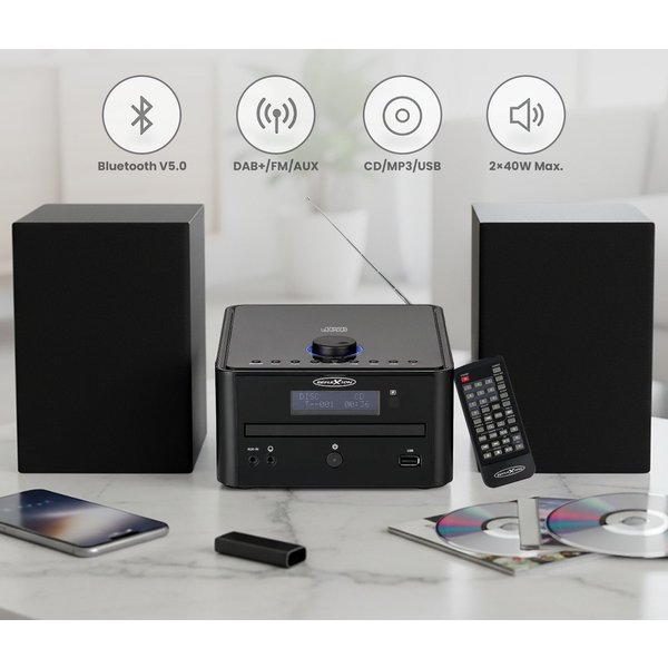 Reflexion HIF79DAB Microanlage (DAB/DAB+, UKW Radio, 80,00 W, Stereo-Micro-Hifi-System mit DAB, UKW, USB, MP3/CD, und Bluetooth)