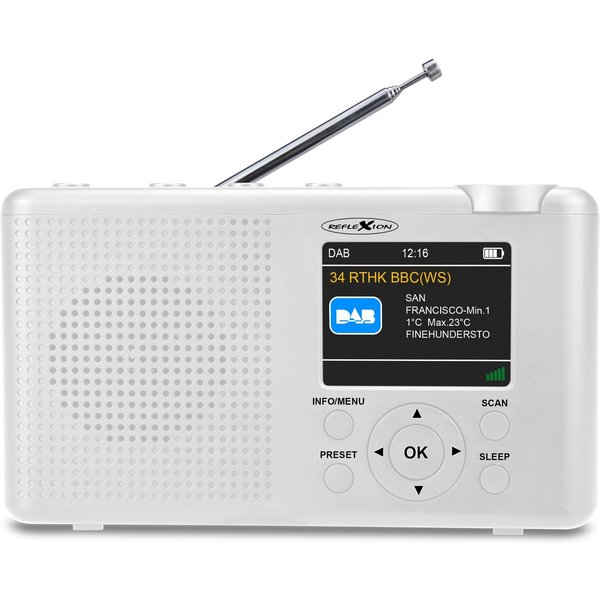 Reflexion TRA23DAB weiß Digitalradio (DAB) (Digitalradio (DAB), 16 W, 2,4" Farbdisplay (Dimmbar), 1200 mAh Akku)