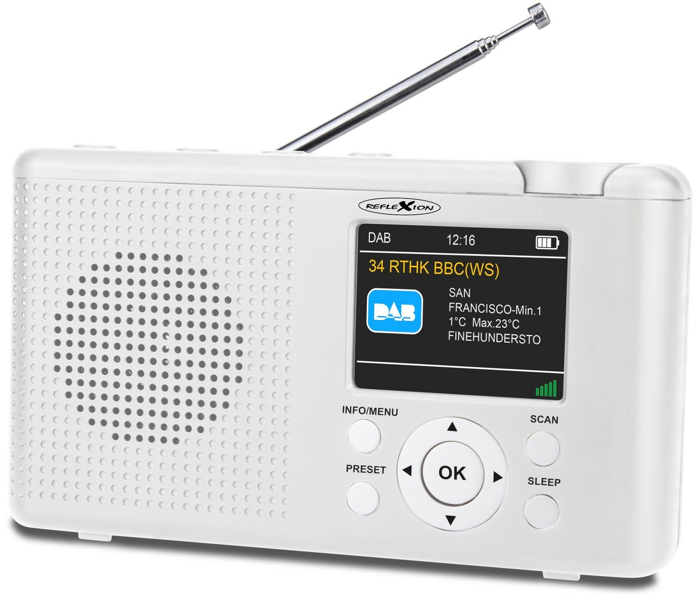 Reflexion TRA23DAB weiß Digitalradio (DAB) (Digitalradio (DAB), 16 W, 2,4" Farbdisplay (Dimmbar), 1200 mAh Akku) – Bild 2 von 3