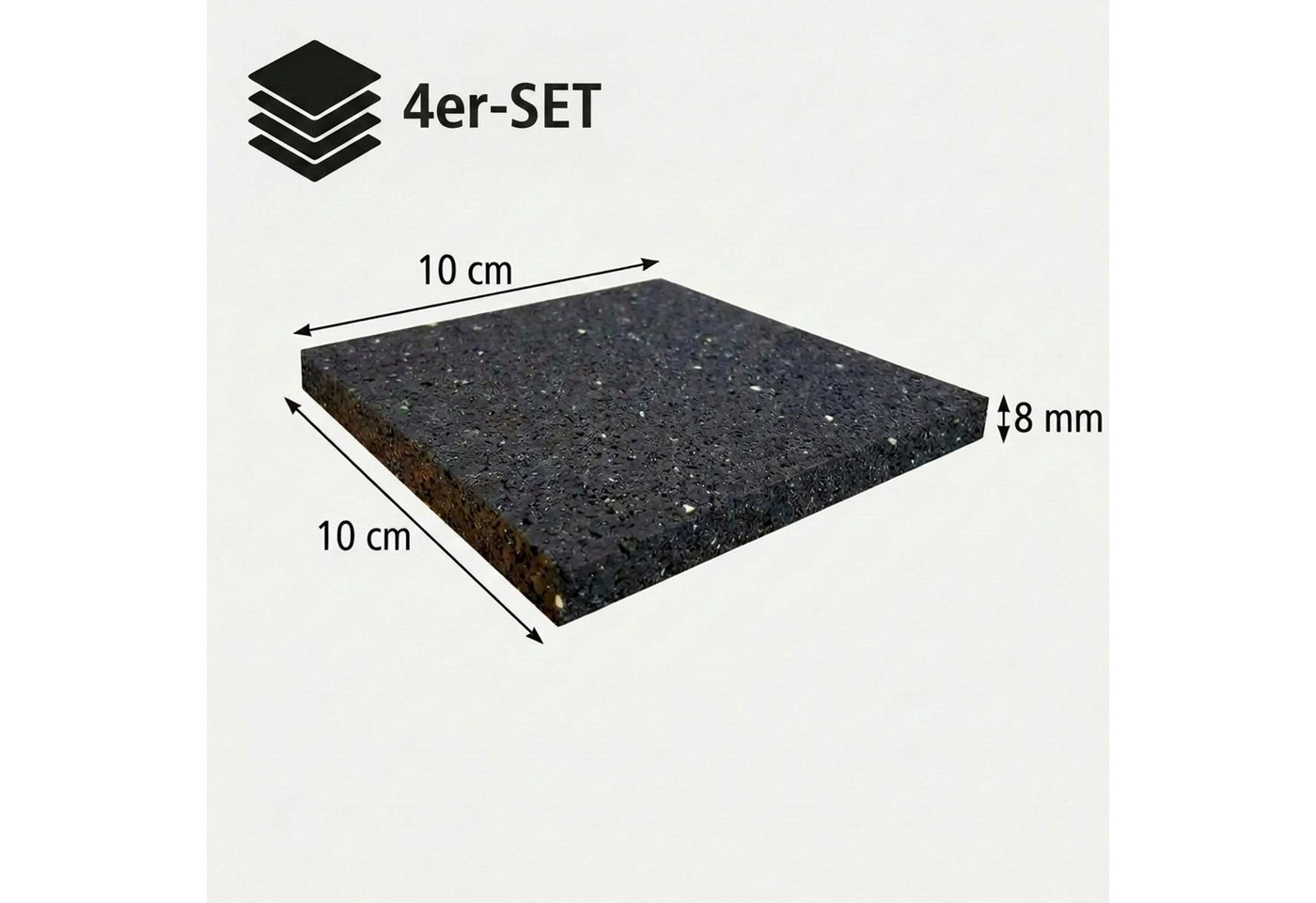 Regupol Vibrationsdämpfer 4x Vibrationsdämpfer Entkopplungsmatte Pads 100x100x10mm schwarz, (Set, 4-St., Vibrationsdämpfer), Unterlage Antivibration Ladungssich – Bild 4 von 5