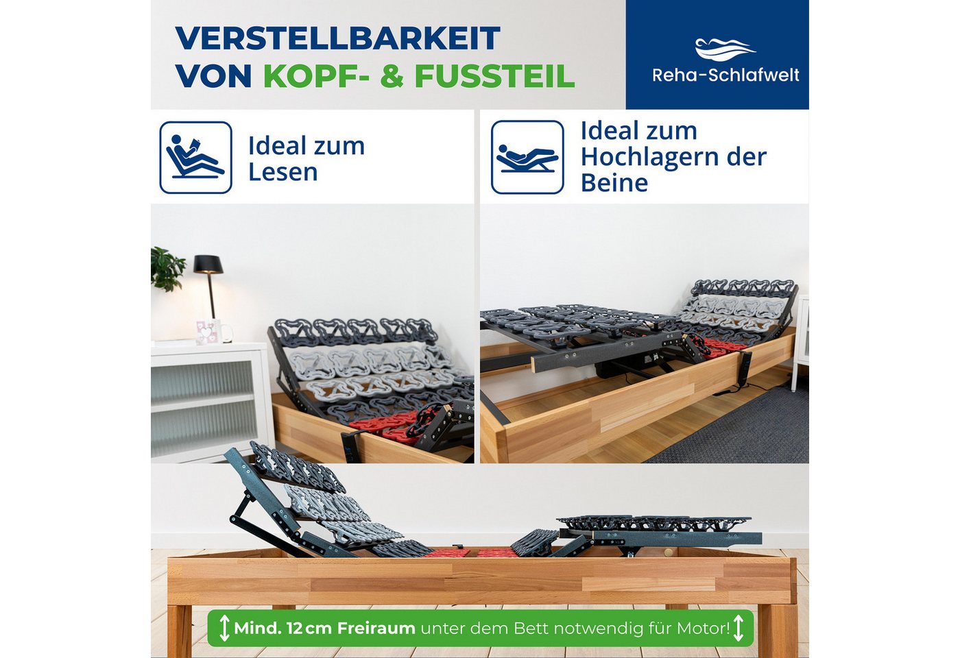 Lattenrost AEROBALANCE KF, Reha-Schlafwelt, Kopfteil motorisch verstellbar, Fußteil motorisch verstellbar, 80x200 cm, Lattenrost mit Motor, fertig montiert, Mad – Bild 4 von 5