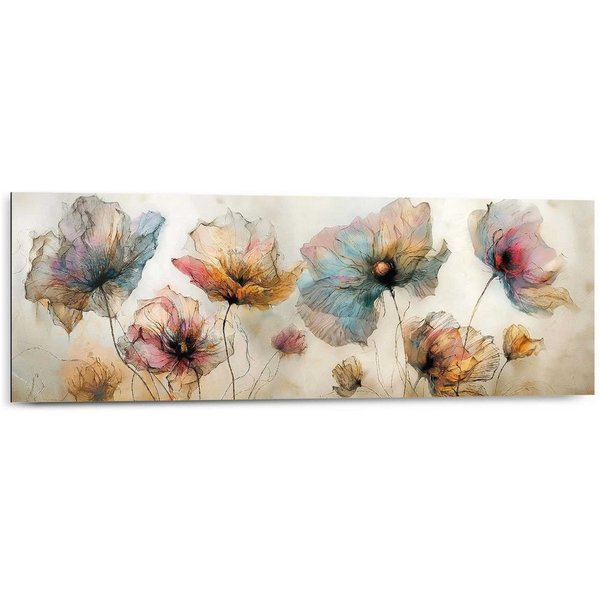 Reinders! Deco-Panel Aquarellblumen, Wohnzimmer - Mehrfarbig - MDF - Blumen und Pflanzen - 90x30 cm
