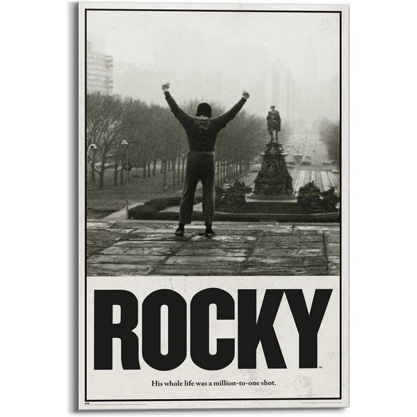 Reinders! Deco-Panel Rocky - Rocky Balboa, Teenager Zimmer - Schwarz-Weiß - MDF - Film und Fernsehen - 60x90 cm