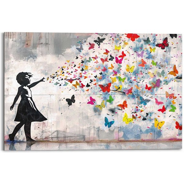 Reinders! Deco-Panel Streetart-Schmetterlinge, Teenager Zimmer - Mehrfarbig - MDF - Street Art - 90x60 cm