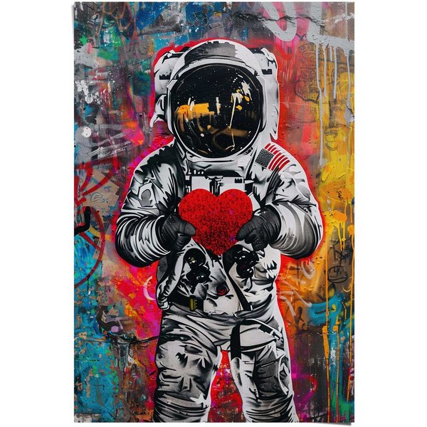Reinders! Poster Astronauten-Graffiti, Kinderzimmer - Mehrfarbig - 150 gr. Papier - Menschen - 61x91,5 cm