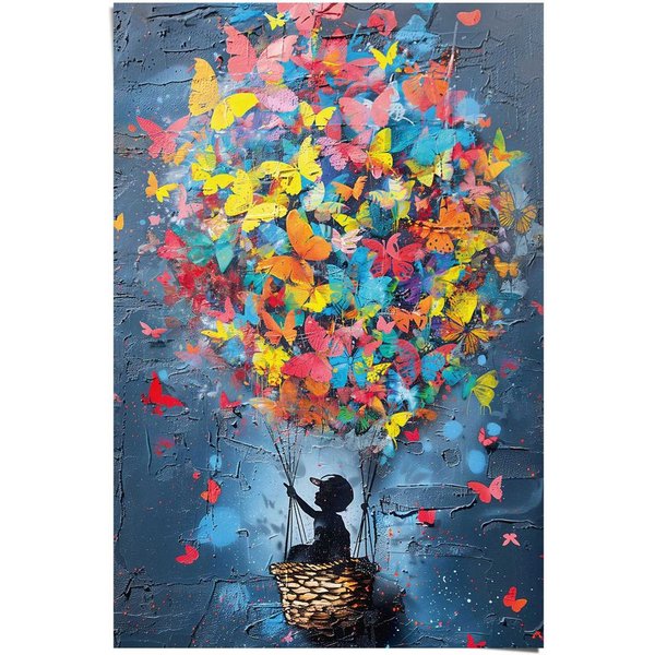 Reinders! Poster Balloon Kid, Wohnzimmer - Mehrfarbig - 150 gr. Papier - Street Art - 61x91,5 cm