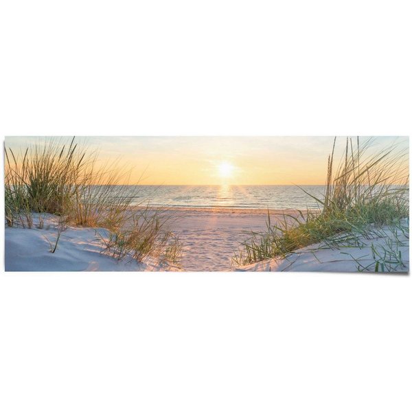 Reinders! Poster Golden Hour, Wohnzimmer - Sonnenuntergang - Strand - Meer - 170 gr. Papier