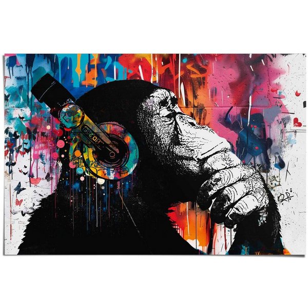 Reinders! Poster Graffiti chimp, Teenager Zimmer - Mehrfarbig - 150 gr. Papier - Street Art