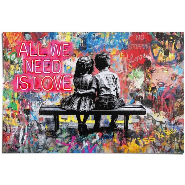 Reinders! Poster Love is All We Need, Wohnzimmer - Mehrfarbig - 150 gr. Papier - Street Art - 91,5x61 cm
