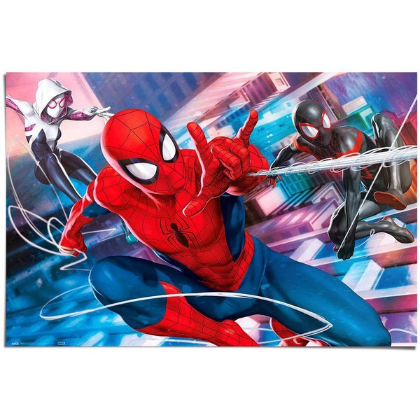 Reinders! Poster Marvel Spiderman - Peter, Miles & Gwen, Kinderzimmer - Blau - 150 gr. Papier - 91,5x61 cm