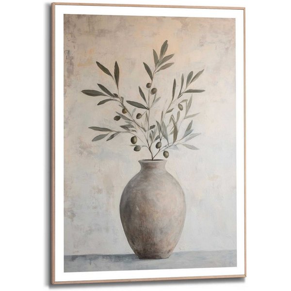 Reinders! Poster Oliven auf Vase, Wohnzimmer - Grün - MDF - Abstrakt - 50x70 cm