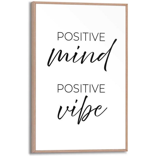 Reinders! Poster Positive Vibes, Home Office - Schwarz-Weiß - MDF - Sprüche - 20x30 cm