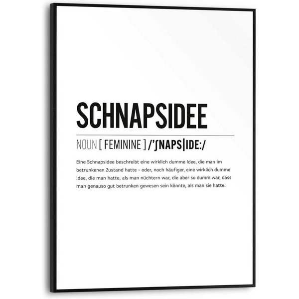 Reinders! Poster Schnapsidee, Küche - Schwarz-Weiß - MDF - Sprüche - 30x40 cm