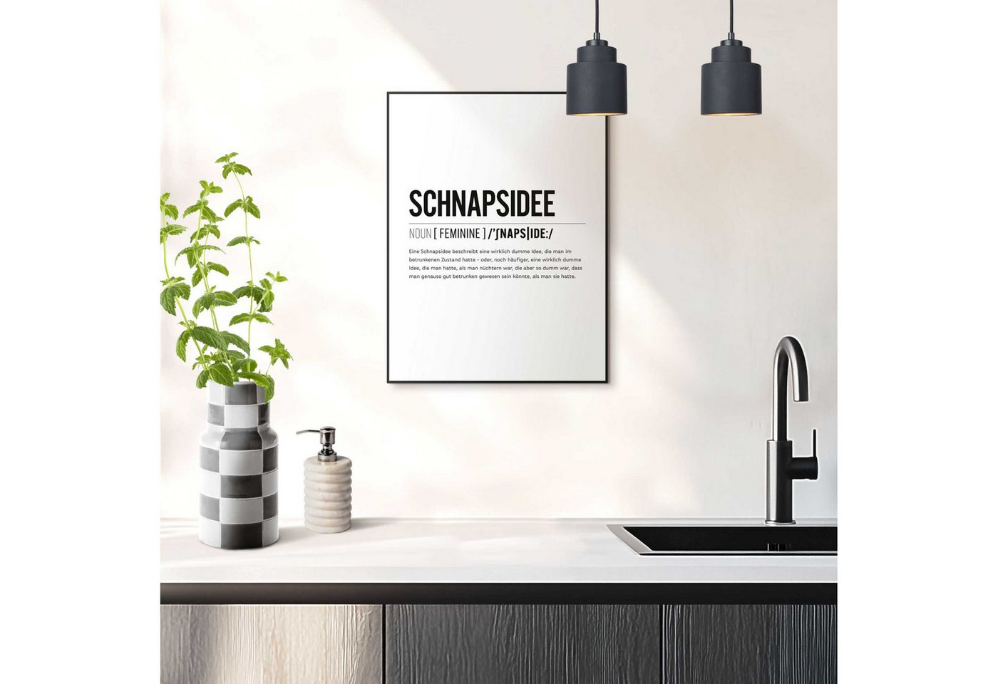 Reinders! Poster Schnapsidee, Küche - Schwarz-Weiß - MDF - Sprüche - 30x40 cm – Bild 2 von 4