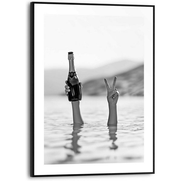 Reinders! Poster Sea Cheers, Hobbyraum - Champange - Schwarz-Weiß - MDF - Humor - 30x40 cm