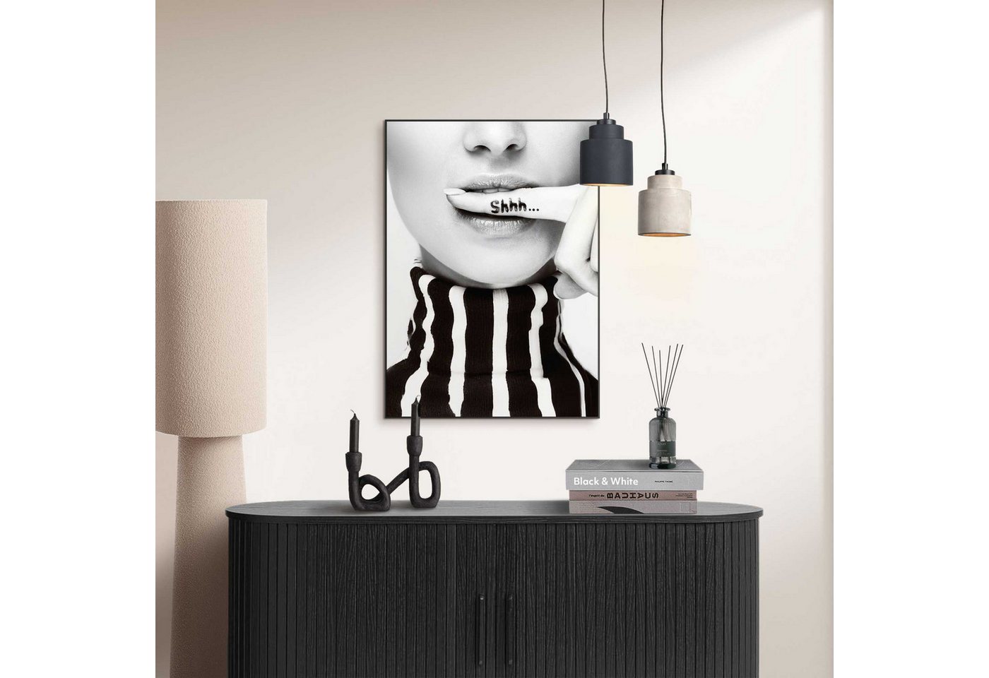 Reinders! Poster Ssshhh!, Home Office - Frau - Stille - Schwarz-Weiß - MDF - Menschen - 50x70 cm – Bild 2 von 4