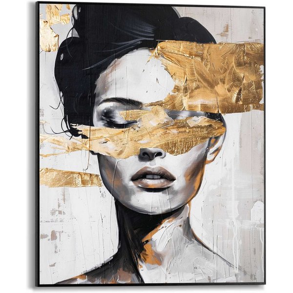 Reinders! Poster Stylish Lady, Wohnzimmer - Schwarz - MDF - Gold - 40x50 cm
