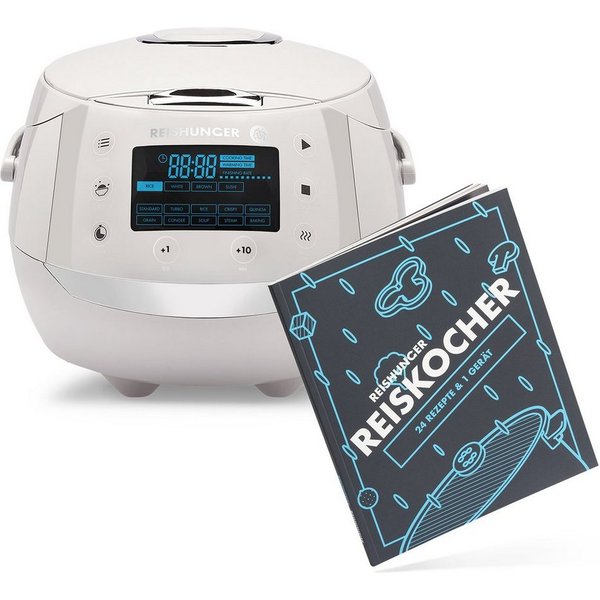 Reishunger Reiskocher Digital – 1,5 L – Multikocher – 12 Programme – Keramikbeschichtung, 860 W, Timer- und Warmhaltefunktion, 7-Kochphasen-Technologie, LED-Dis