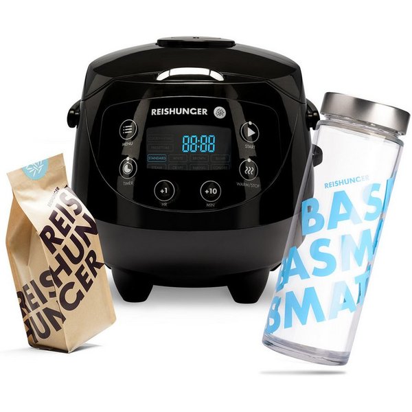 Reishunger Reiskocher Digital Mini – 0,6 L – Multikocher – 8 Programme – Keramikbeschichtung, 350 W, Innovative Fuzzy Logic 7-Kochphasen-Technologie