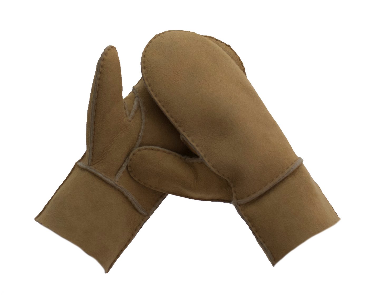 Reissner Lammfelle Lederhandschuhe Fäustlinge Faust Handschuhe Lammfell mit Veloursleder (2-St) mit umgeschlagbarem Rand – Bild 3 von 5