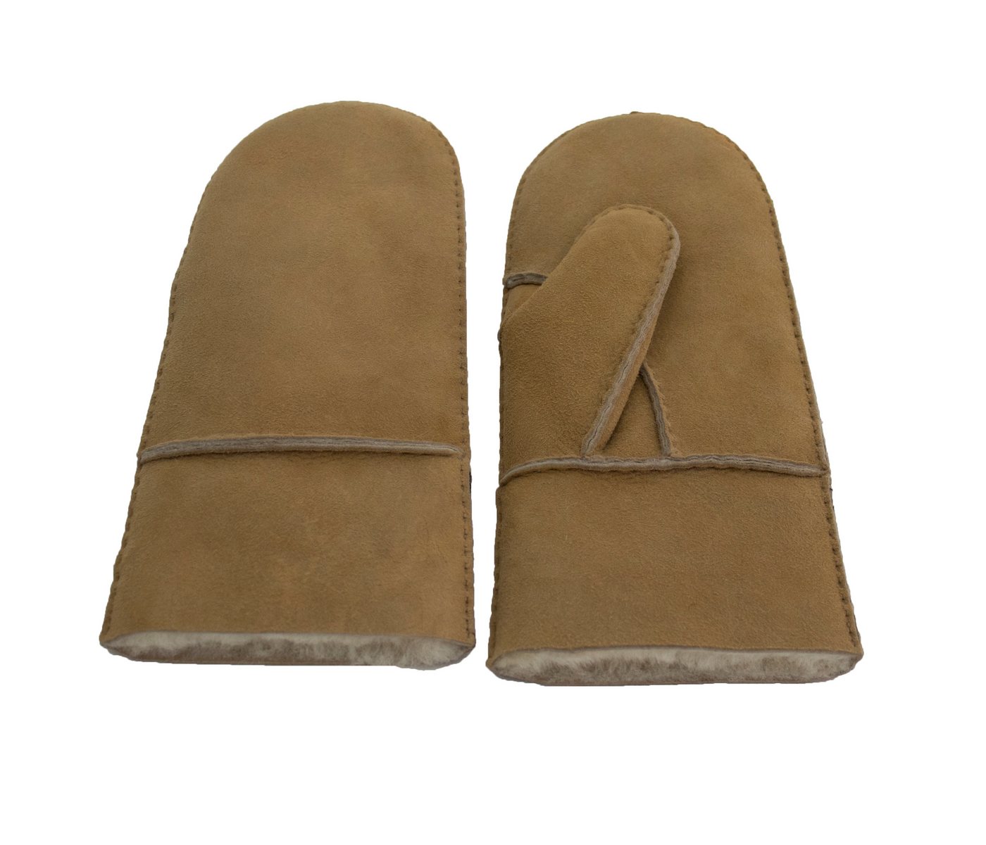 Reissner Lammfelle Lederhandschuhe Fäustlinge Faust Handschuhe Lammfell mit Veloursleder (2-St) mit umgeschlagbarem Rand – Bild 4 von 5