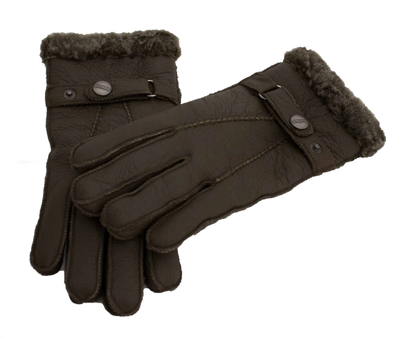 Reissner Lammfelle Lederhandschuhe Finger Handschuhe Nappaleder gefüttert echtes Lammfell (2-St) – Bild 4 von 5