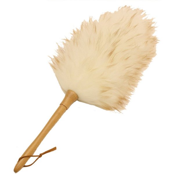 Reissner Lammfelle Staubwedel Staubwedel DUSTER mit creme-weißem Lammfell und Holzgriff