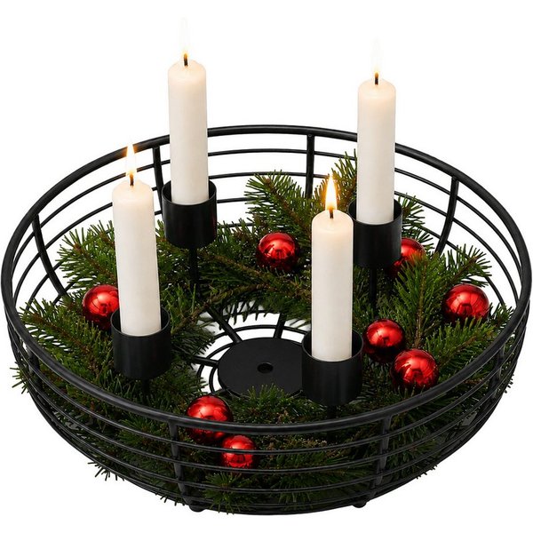 relaxdays Adventskranz Metallschale, schwarz