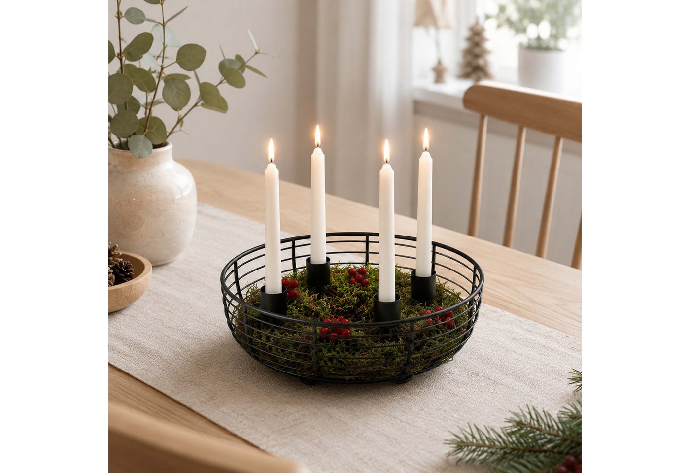 relaxdays Adventskranz Metallschale, schwarz – Bild 2 von 5