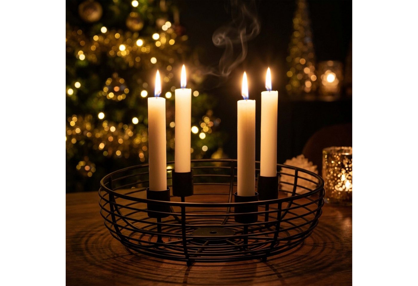 relaxdays Adventskranz Metallschale, schwarz – Bild 3 von 5
