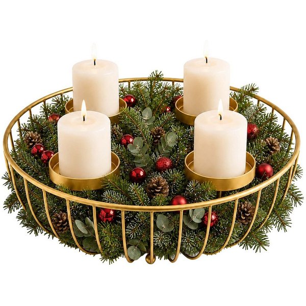 relaxdays Adventskranz Metallschale, gold