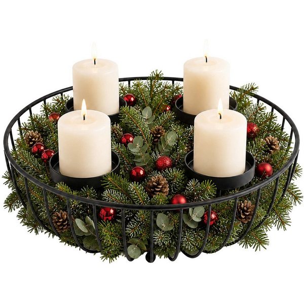 relaxdays Adventskranz Metallschale, schwarz