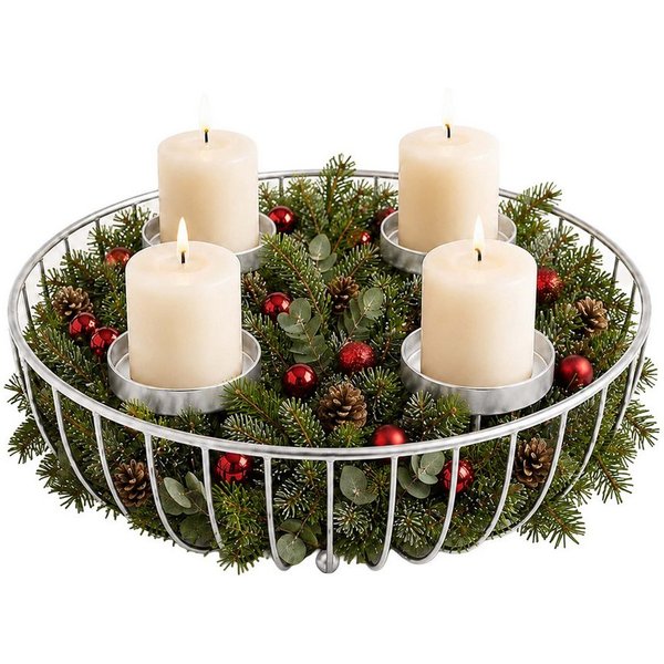 relaxdays Adventskranz Metallschale, silber