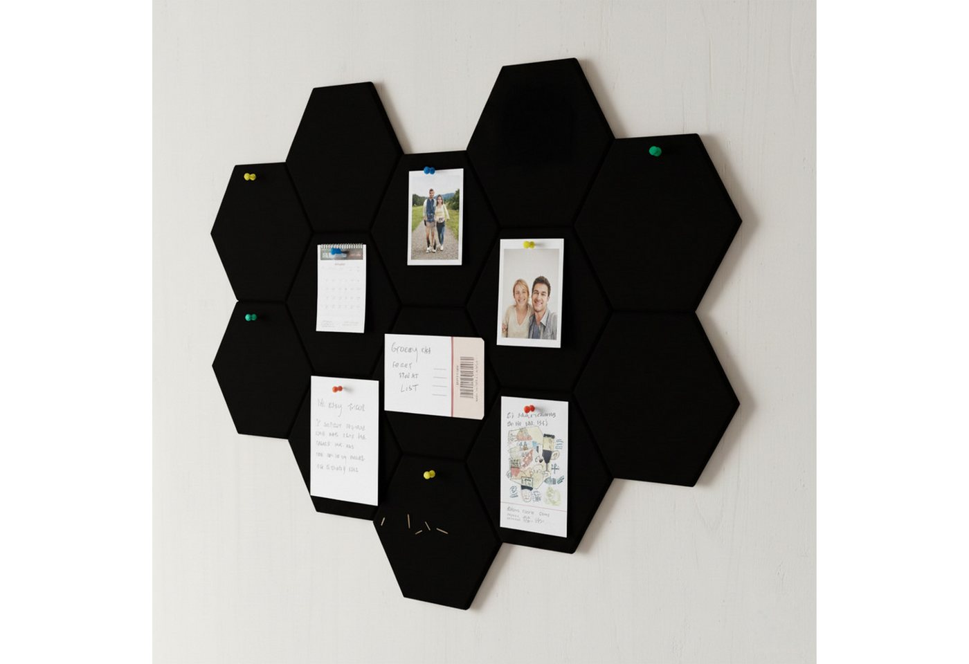 relaxdays Akustikplatte Hexagon Akustikplatten Set selbstklebend, (18-St), schwarz, 18 Stück – Bild 5 von 5