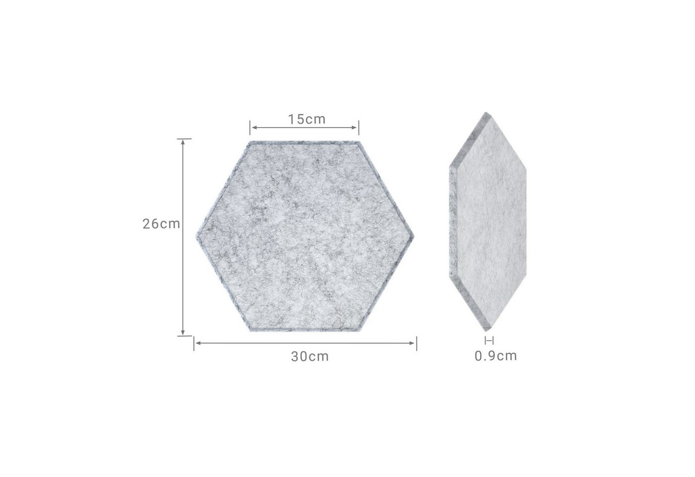 relaxdays Akustikplatte Hexagon Akustikplatten Set selbstklebend, (36-St), grau, 36 Stück – Bild 4 von 5