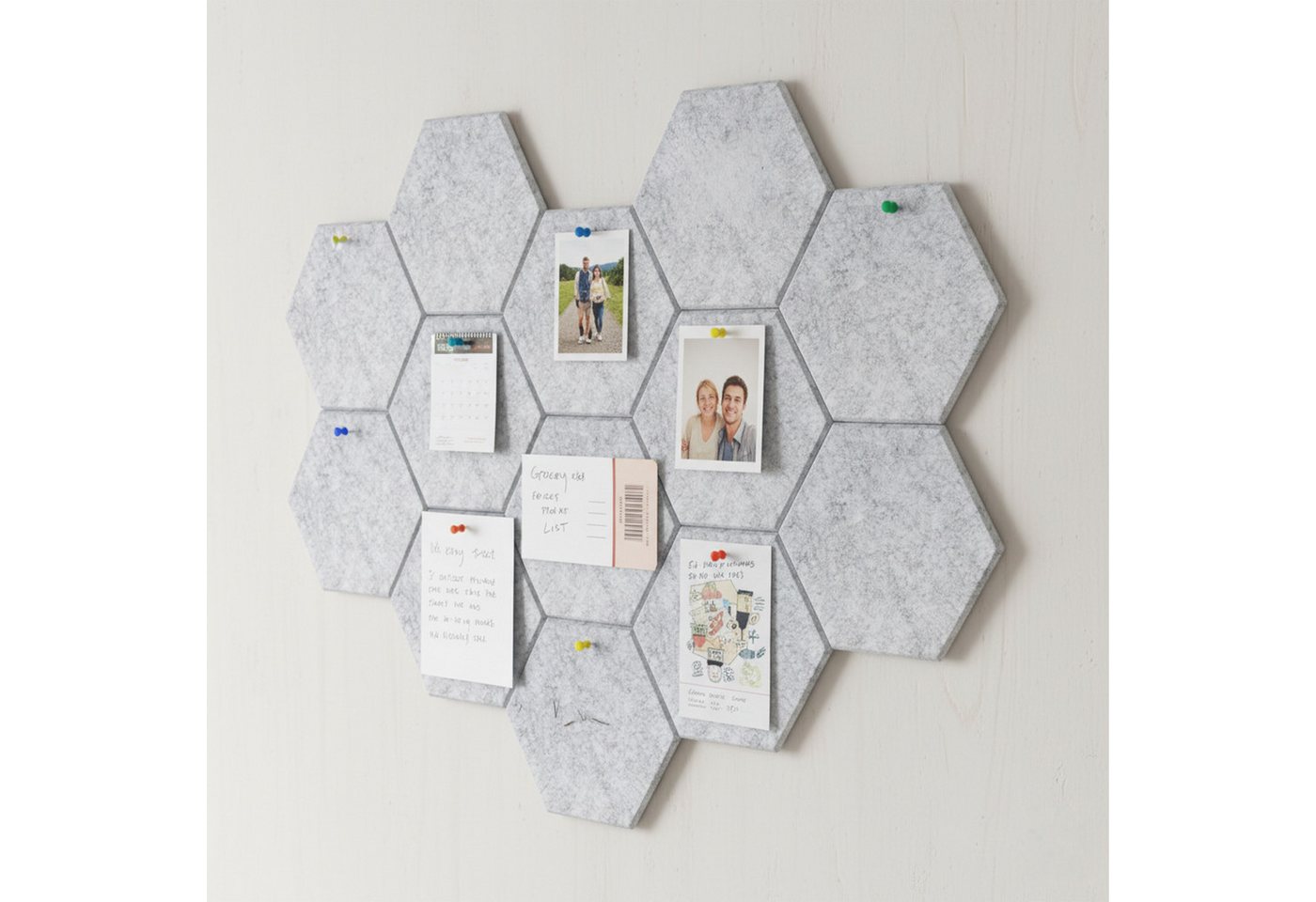 relaxdays Akustikplatte Hexagon Akustikplatten Set selbstklebend, (36-St), grau, 36 Stück – Bild 5 von 5