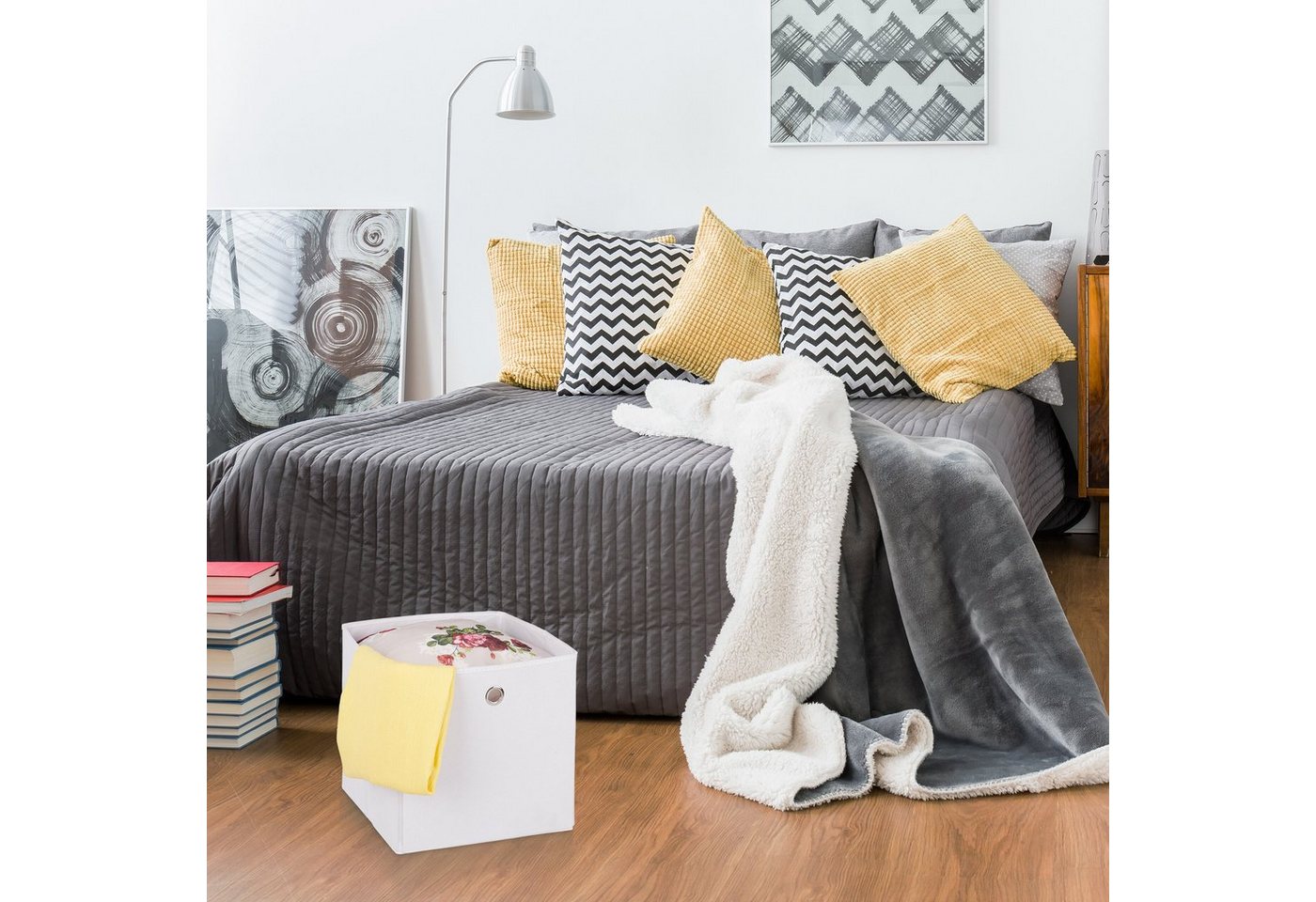 relaxdays Aufbewahrungsbox im 4er Set (4 St), weiß – Bild 5 von 5