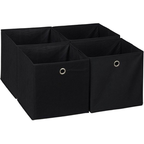 relaxdays Aufbewahrungsbox im 4er Set (4 St), schwarz