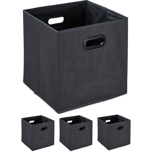 relaxdays Aufbewahrungsbox in Anthrazit 4er Set (4 St)
