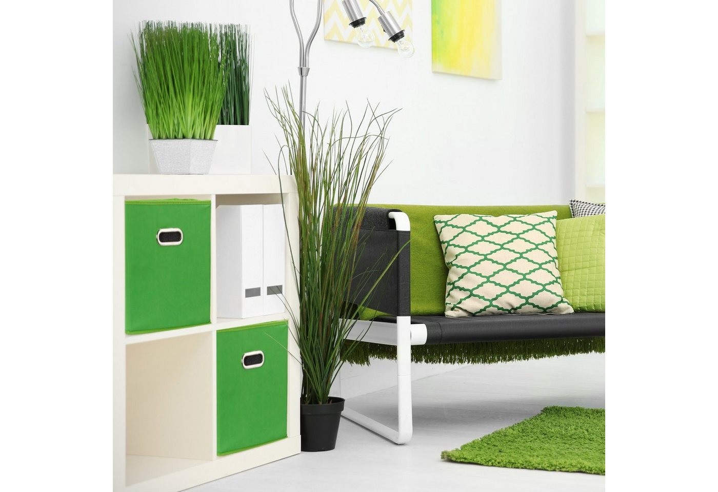 relaxdays Aufbewahrungsbox Stoff 2er Set (2 St), weiß – Bild 5 von 5