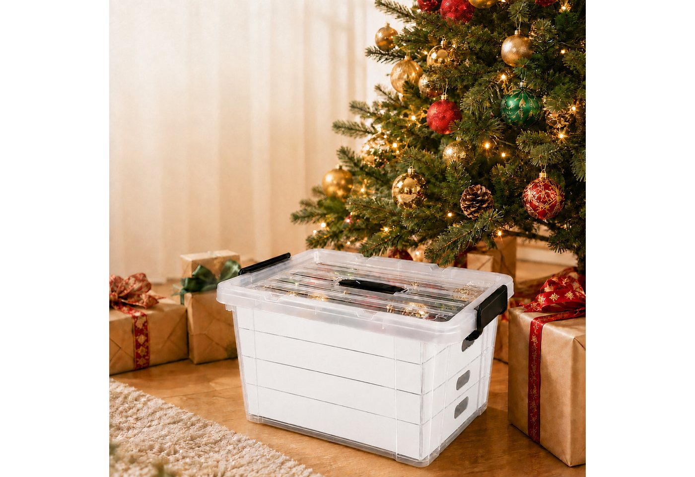 relaxdays Aufbewahrungsbox Weihnachtskugel Aufbewahrungsbox (1 St), 55 Liter – Bild 2 von 5