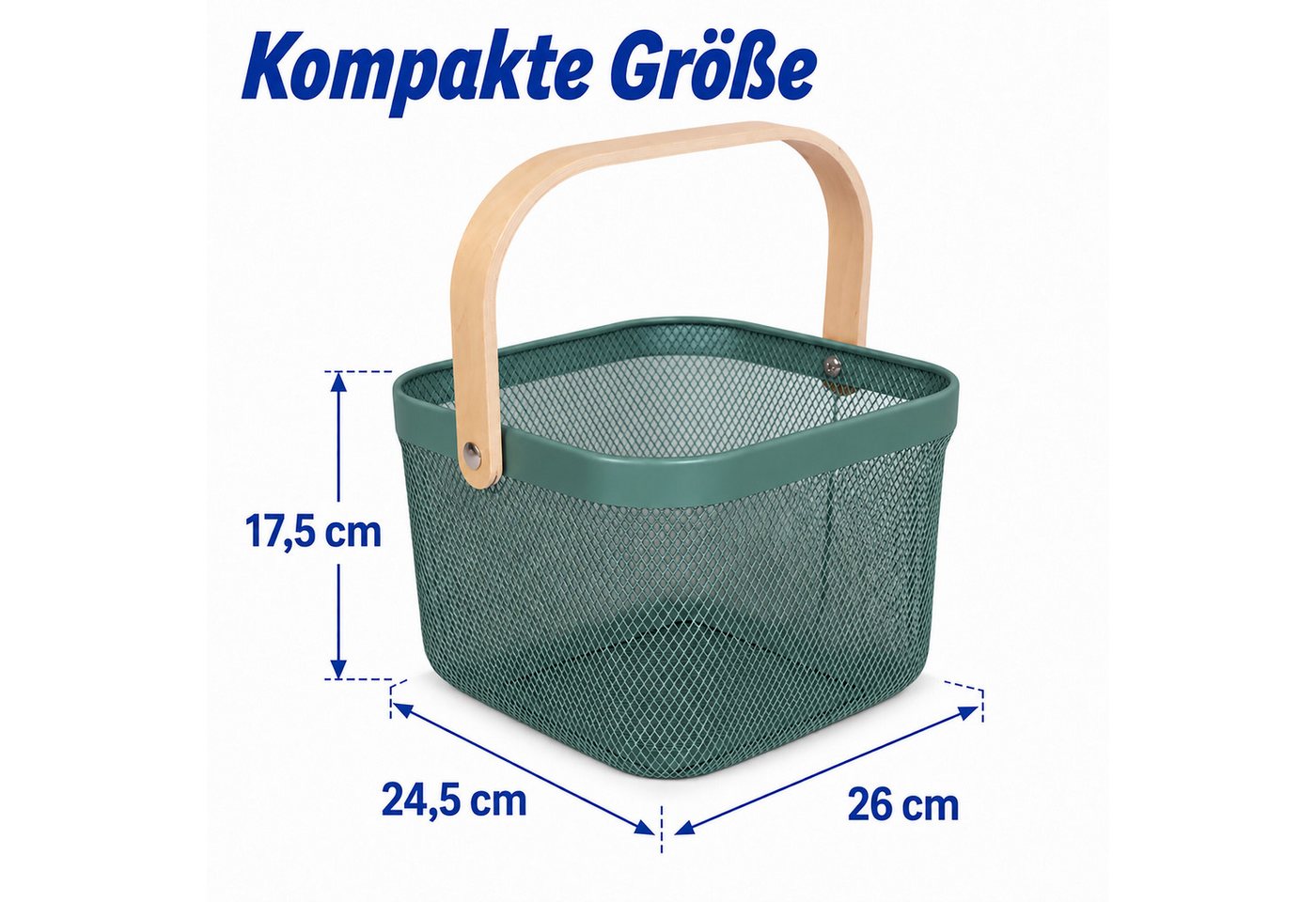 relaxdays Aufbewahrungskorb mit Griff (1 St), Mint – Bild 4 von 5