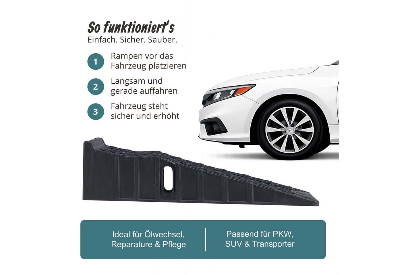 relaxdays Auffahrrampe Auto 2er Set (2-St), schwarz – Bild 5 von 5